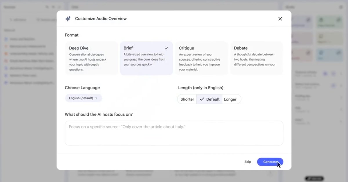 Google bổ sung định dạng Critique và Debate mới cho Audio Overview trên NotebookLM