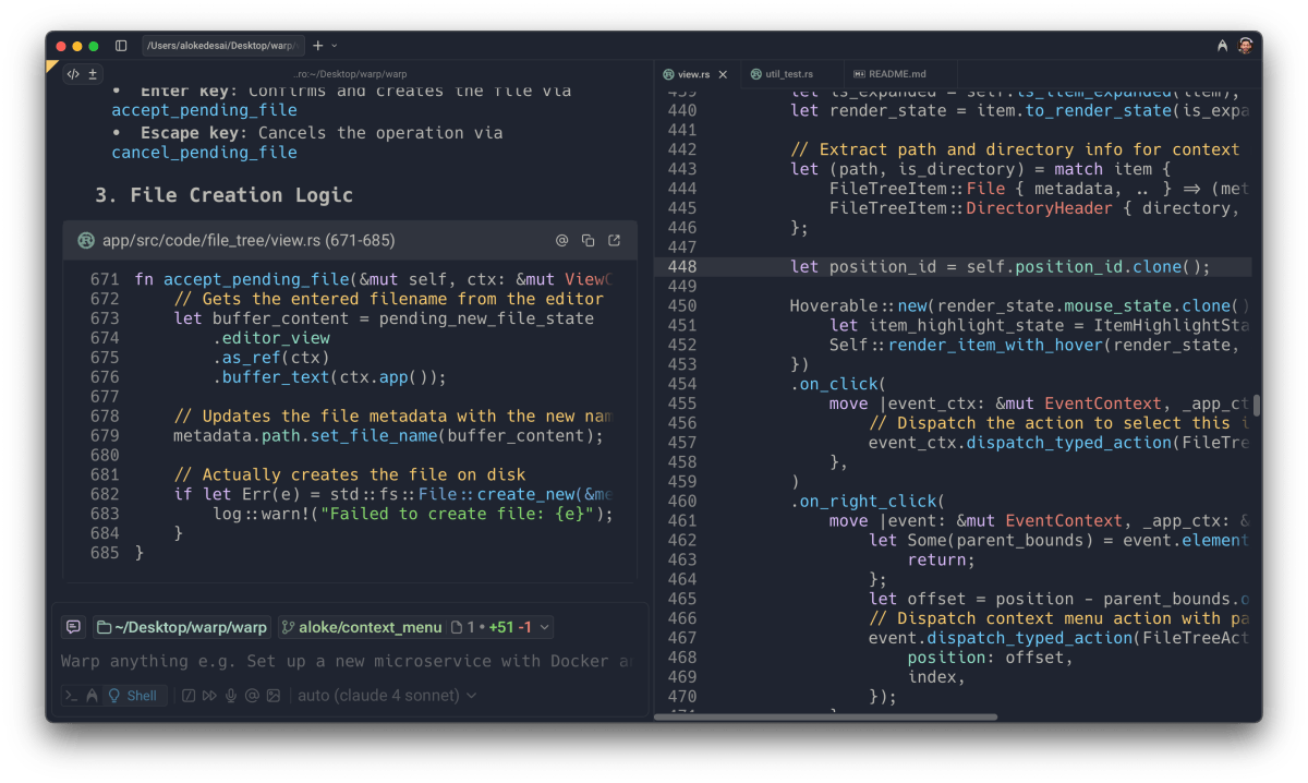 Warp ra mắt tính năng diff-tracking mới, nâng tầm kiểm soát lập trình AI trên command-line