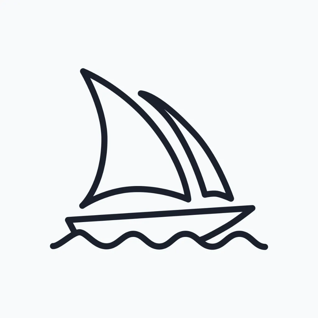 Midjourney logo – a minimalist sailboat symbol.